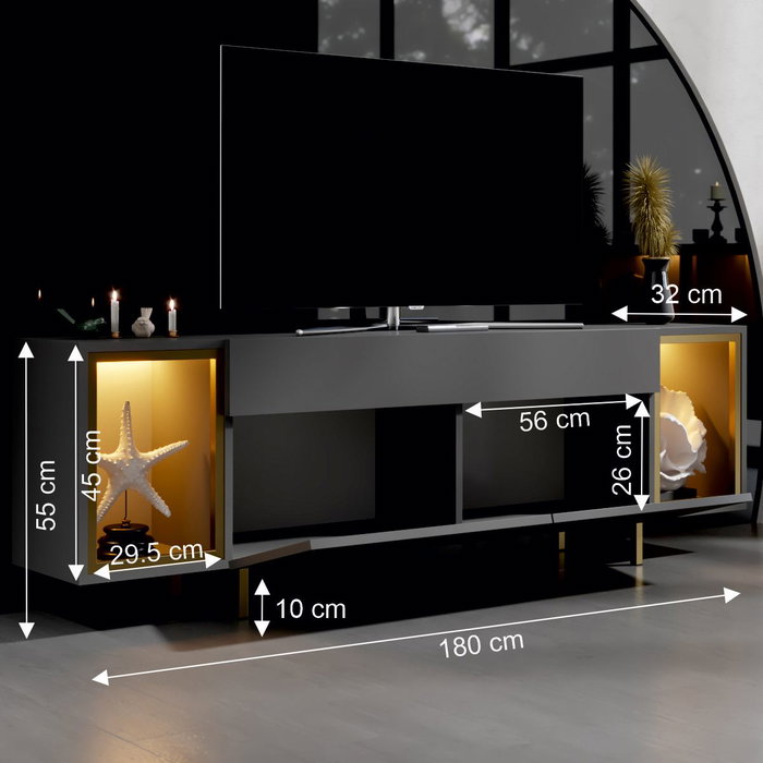 Hanah Home Zenith Soporte para TV Antracita y Oro